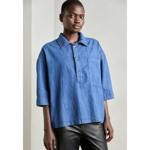 スコッチアンドソーダ レディース シャツ トップス LIGHTWEIGHT POPOVER SHIRT - Blouse - washed indigo