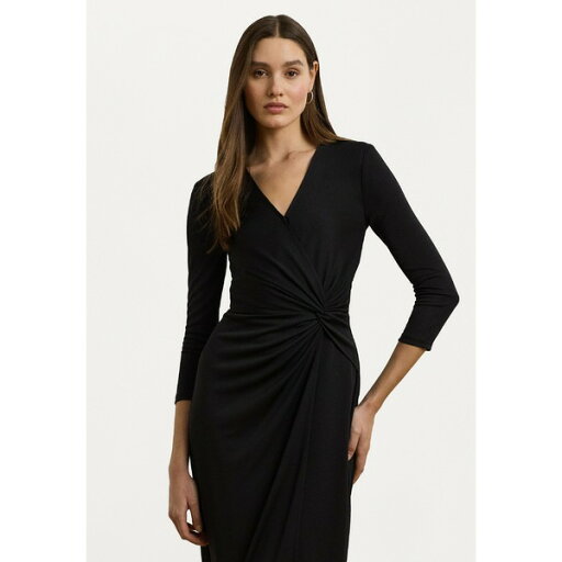ラルフローレン レディース ワンピース トップス TWIST FRONT JERSEY SURPLICE DRESS - Jersey dress - black ラルフローレン レディース ワンピース トップス TWIST FRONT JERSEY SURPLICE DRESS - Jersey dress - black