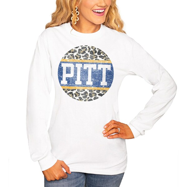 Q[fC fB[X TVc gbvX Pitt Panthers Women's Scoop & Score Long Sleeve TShirt White