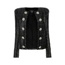 バルマン レディース ニット&セーター アウター Tweed Sequin Embellished Jacket Black