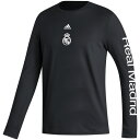 アディダス メンズ Tシャツ トップス Real Madrid adidas Team Crest Long Sleeve TShirt Black