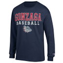 チャンピオン メンズ Tシャツ トップス Gonzaga Bulldogs Champion Stack Baseball Long Sleeve TShirt Navy