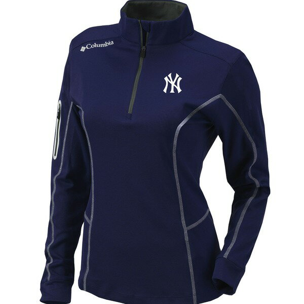 ӥ ǥ 㥱åȡ֥륾  New York Yankees Columbia Women's OmniWick Shotgun QuarterZip Pullover Top Navy