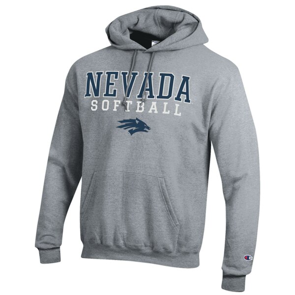 ԥ  ѡåȥ  Nevada Wolf Pack Champion Stack Logo Softball Powerblend Pullover Hoodie Gray