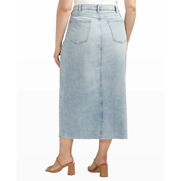 Vo[W[Y fB[X XJ[g {gX Plus Size Front-Slit Midi Jean Skirt Indigo