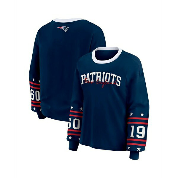 ウェア バイ エリン・アンドリューズ レディース カットソー トップス Women's Navy New England Patriots Sport Long-Sleeve T-Shirt ..