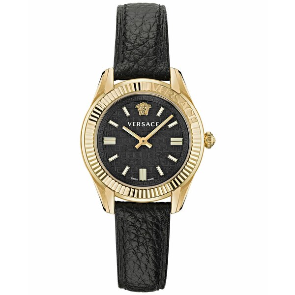 ■ブランド Versace (ヴェルサーチ)■商品名 Women's Swiss Greca Time Black Leather Strap Watch 35mm■こちらの商品は米国・ヨーロッパからお取り寄せ商品となりますので、 お届けまで10日〜2週間前後お時間頂いております。 ■各ブランド・商品・デザインによって大きな差異がある場合がございます。 ■あくまで平均的なサイズ表ですので、「参考」としてご利用ください。 ■店内全品【送料無料】です！（※沖縄・離島は別途送料3,300円がかかります）