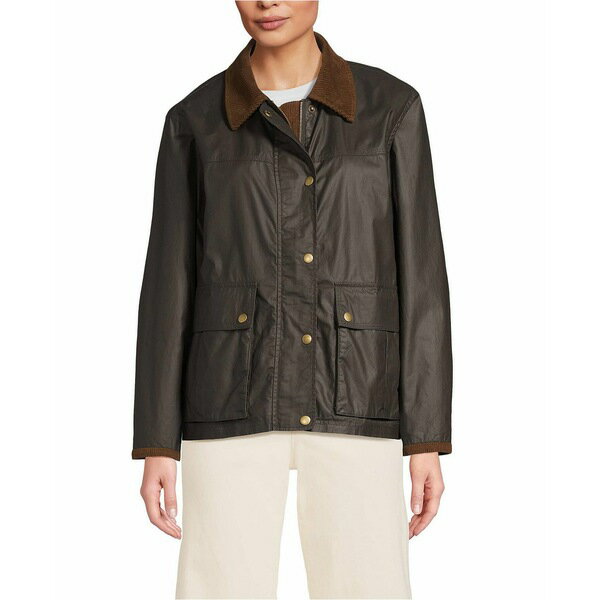 ランズエンド レディース ジャケット＆ブルゾン アウター Women's Waxed Cotton Barn Jacket Chocolate/oak trim