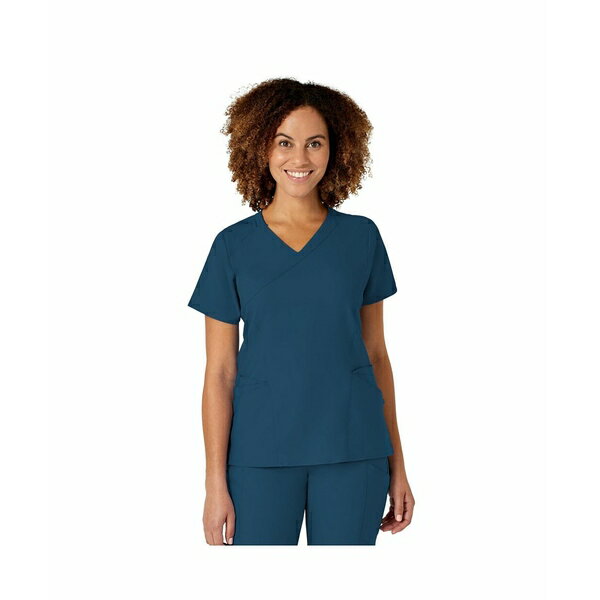 ウィンク レディース カットソー トップス Women's W123 Mock Wrap Scrub Top Caribbean blue