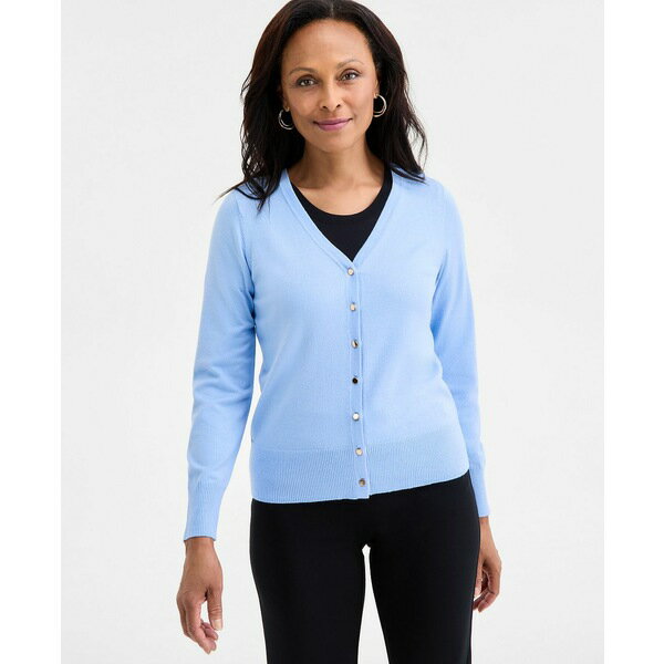 ジェイエムコレクション レディース ニット&セーター アウター Women's V-Neck Button-Front Cardigan,..
