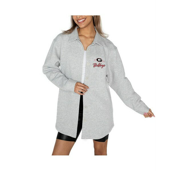 ゲームデイ レディース カットソー トップス Women's Ash Georgia Bulldogs Foundation Full-Button Lo..