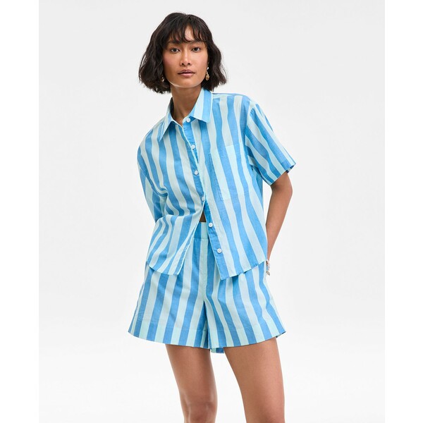 オン サーティフォース レディース カットソー トップス Women's Cotton Striped Short-Sleeve Shirt, ..