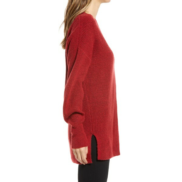 超特価安い ハロゲン Cozy V-Neck Tunic Sweater Red Chili：asty レディース ニット&セーター アウター 超激安格安