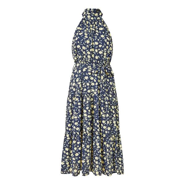 メラロンドン レディース ワンピース トップス Mela London Green Halter Neck Floral Midi Dress Navy