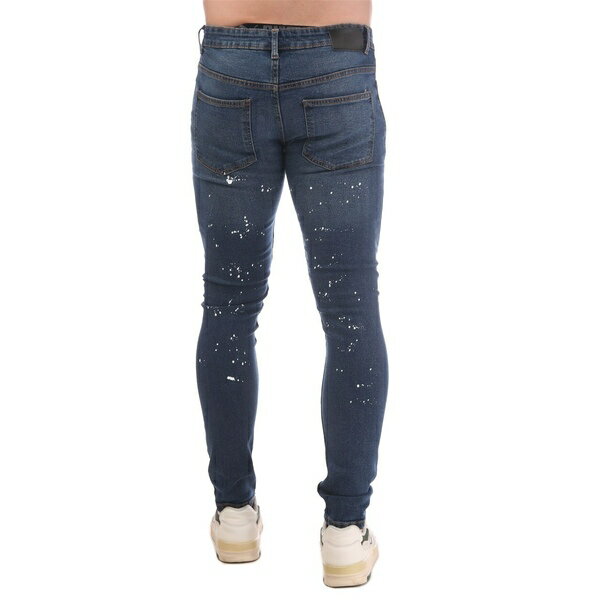 DFNDロンドン メンズ デニムパンツ ボトムス London Splat Ripped Denim Jeans Mens Indigo Wash