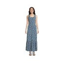 ランズエンド レディース ワンピース トップス Women's Cotton Modal Square Neck Tiered Maxi Dress Baltic teal ditsy floral