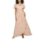 ダナ キャラン ニューヨーク レディース ワンピース トップス Women's Double-Ruffle-Sleeve Chiffon Ball Gown Delicate Peach Silver