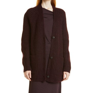 ヴィンス レディース ニット&セーター アウター Rib Alpaca & Wool Cardigan Plum Wine