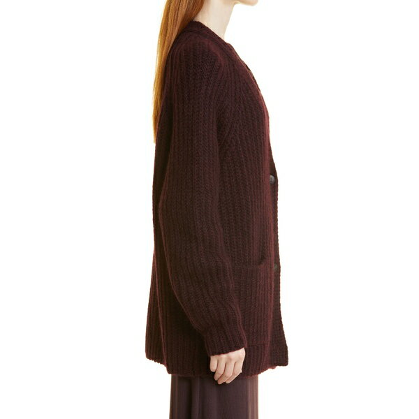 ヴィンス レディース ニット&セーター アウター Rib Alpaca & Wool Cardigan Plum Wine