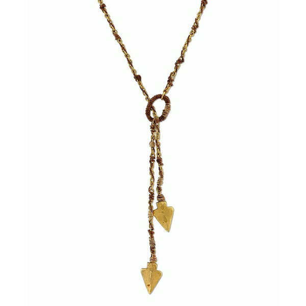 1928 fB[X lbNXE`[J[Ey_ggbv ANZT[ by 1928 Matte 14 K Gold Dipped Double Arrowhead Wrapped Lariat Necklace Brown