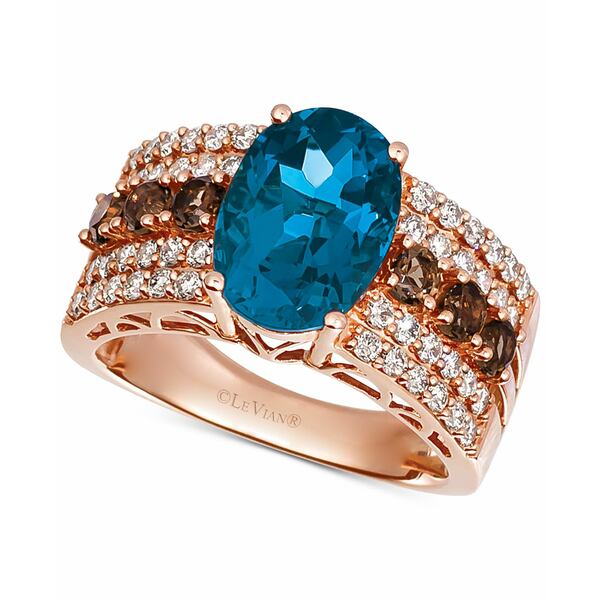 ルヴァン レディース リング アクセサリー Multi-Gemstone (4-1/4 ct. t.w.) & Diamond (5/8 ct. t.w.) Ring in 14k Rose Gold Blue Topaz