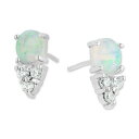 Wj xj[j fB[X sAXCO ANZT[ Simulated Opal (3/4 ct. t.w.) & Cubic Zirconia Stud Earrings in Sterling Silver, Created for Macy's Opal