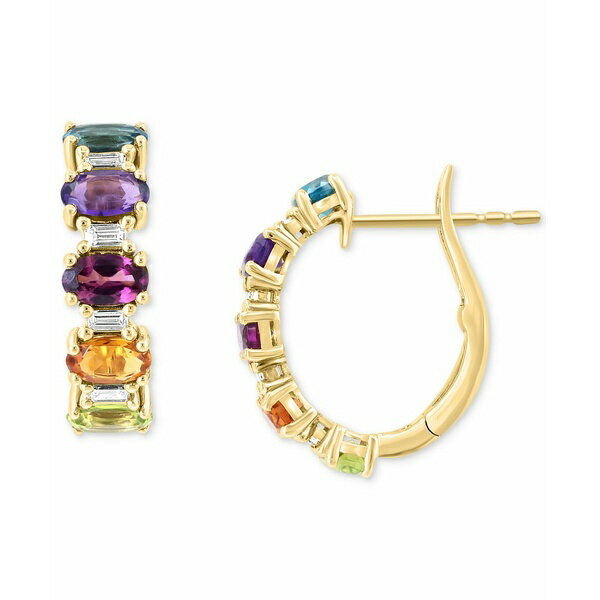 エフィー コレクション レディース ピアス＆イヤリング アクセサリー EFFY&reg; Multi-Gemstone (2-1/2 ct. t.w.) & Diamond (1/4 ct. t.w.) Small Huggie Hoop Earrings in 14k Gold, 0.625