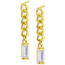 AhjA Y sAXECO ANZT[ 14k Gold-Plated Chain & Rectangle Crystal Linear Drop Earrings Gold