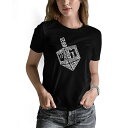 エルエーポップアート レディース カットソー トップス Women's Hanukkah Dreidel Word Art Short Sleeve T-shirt Black