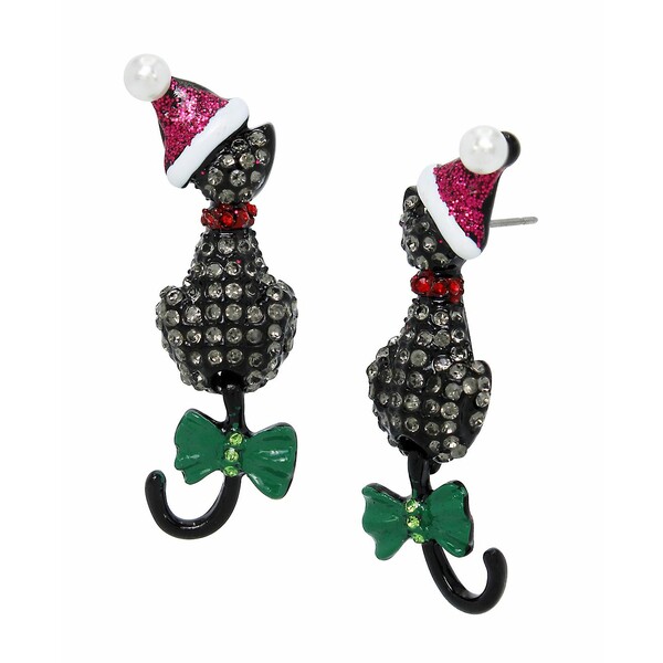 ベッツィジョンソン レディース ピアス＆イヤリング アクセサリー Faux Stone Santa Cat Earrings Black
