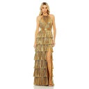 }bN_K fB[X s[X gbvX Women's Ieena Heat Pleated Tiered Ruffle Metallic Gown Gold