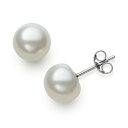 x hD [ fB[X sAXCO ANZT[ Cultured Freshwater Button Pearl (8-9mm) Stud Earrings White