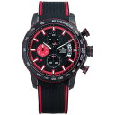 Xgg }[m Y rv ANZT[ Men's Chronograph Freedom Black Perforated Silicone Strap Watch 45mm Black Red