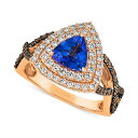 @ fB[X O ANZT[ Blueberry Tanzanite (1 ct. t.w.) & Diamond (3/4 ct. t.w.) Trillion Double Halo Ring in 14k Rose Gold Tanzanite