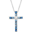 ルヴァン メンズ ネックレス チョーカー アクセサリー Blueberry Sapphire (5/8 ct. t.w.) White Sapphire (1/8 ct. t.w.) Cross 18 Pendant Necklace in 14k White Gold Blueberry Sapphire