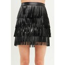 エンドレスローズ レディース スカート ボトムス Women's Leather Fringe Mini Skirt Black