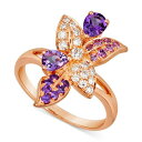 ルヴァン レディース リング アクセサリー Multi-Gemstone (5/8 ct. t.w.) & Nude Diamond (1/4 ct. t.w.) Flower Ring in 14k Rose Gold No Color