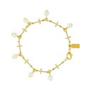 V{XIutFCX fB[X uXbgEoOEANbg ANZT[ 14K Gold Dipped Multi Cross Imitation Pearl Link Bracelet Yellow