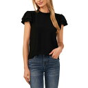 ZZ fB[X Jbg\[ gbvX Women's Smocked Shoulder Double Ruffle Sleeve Top Rich Black