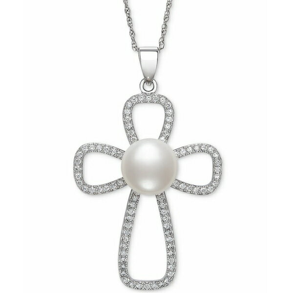 x hD [ fB[X lbNXE`[J[Ey_ggbv ANZT[ Cultured Freshwater Button Pearl (10mm) & Cubic Zirconia Cross 18