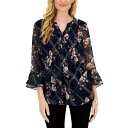 チャータークラブ レディース カットソー トップス Women's Etching Garden Top, Created for Macy's Intrepid Blue Combo