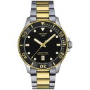 eB\bg Y rv ANZT[ Men's Swiss Seastar 1000 Two-Tone Stainless Steel Bracelet Watch 40mm Black