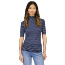 マイケルコース レディース カットソー トップス Women's Dot-Print Ruched Mock-Neck Top Midnight Blue