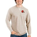 アンティグア メンズ パーカー・スウェットシャツ アウター Cleveland Browns Antigua Reward Crewneck Pullover Sweatshirt Oatmeal 1