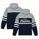 ミッチェル&ネス メンズ パーカー・スウェットシャツ アウター UConn Huskies Mitchell & Ness Head Coach Pullover Hoodie Navy