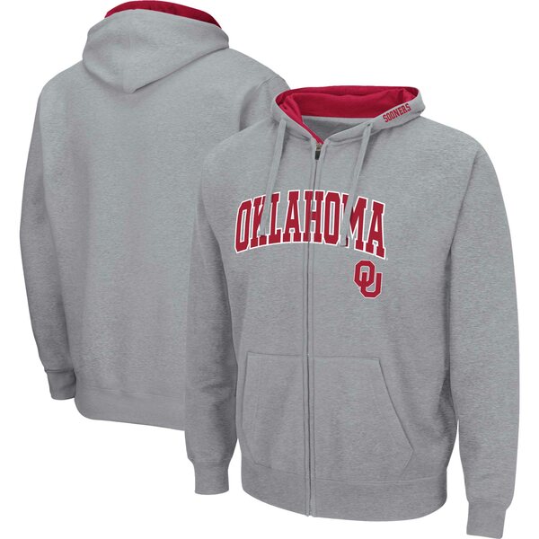   ѡåȥ  Oklahoma Sooners Colosseum Arch &Team Logo 3.0 FullZip Hoodie Heathered Gray