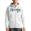 アンティグア メンズ パーカー・スウェットシャツ アウター Los Angeles Dodgers Antigua Team Logo Victory FullZip Hoodie White