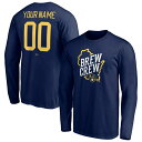 t@ieBNX Y TVc gbvX Milwaukee Brewers Fanatics Branded Personalized Hometown Legend Long Sleeve TShirt Navy