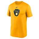 ナイキ メンズ Tシャツ トップス Milwaukee Brewers Nike Legend Fuse Large Logo Performance TShirt Gold