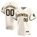 ナイキ メンズ ユニフォーム トップス Milwaukee Brewers Nike Home Limited Custom Jersey Cream